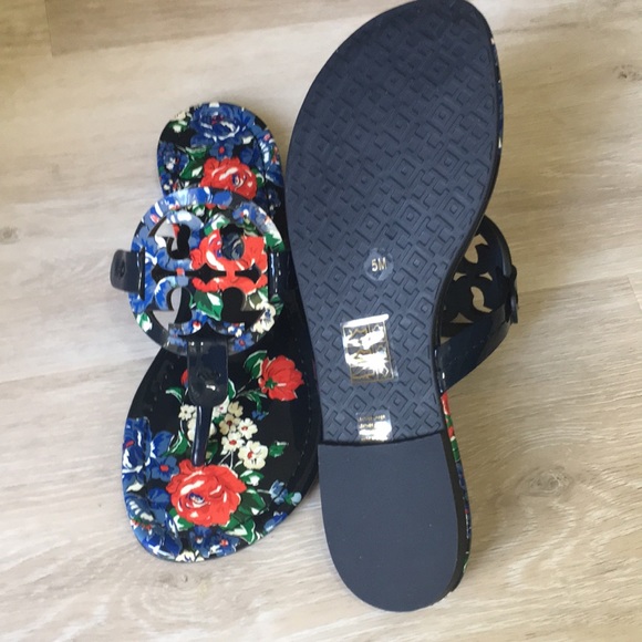 Tory Burch Miller Sandals Navy Tea Rose 🌹 - Picture 10 of 10